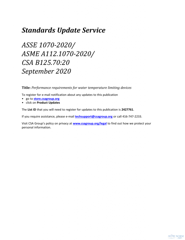 ASSE 1070/ASME A112.1070/CSA B125.70 PDF